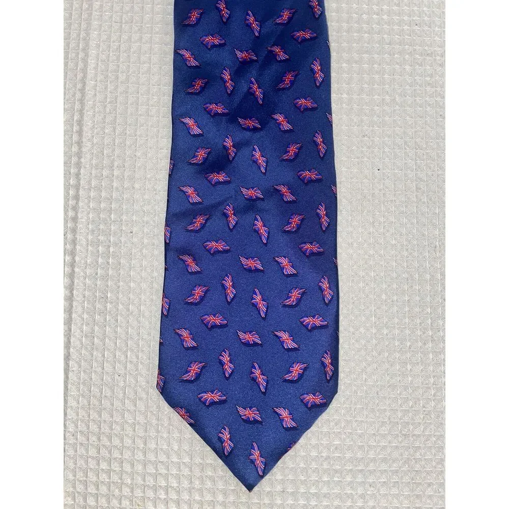 Beaufort Silk Tie Union Jack Pattern‎ AOP Tie Rack Blue Mad In Italy